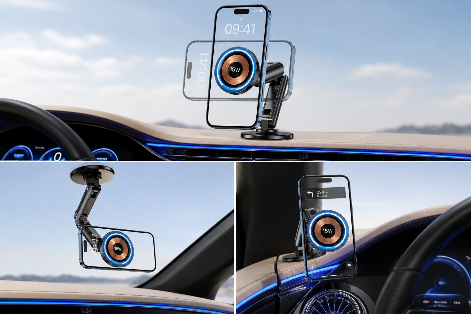 Magnetic Wireless Car Charger 15W | מטען מגנטי אלחוטי 15W לרכב