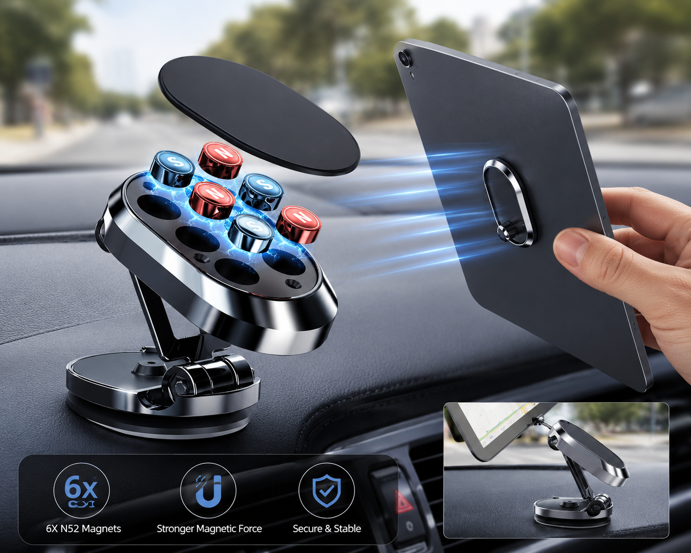 Foldable Magnetic Car Phone Holder 360° | מעמד טלפון מגנטי מתקפל 360°