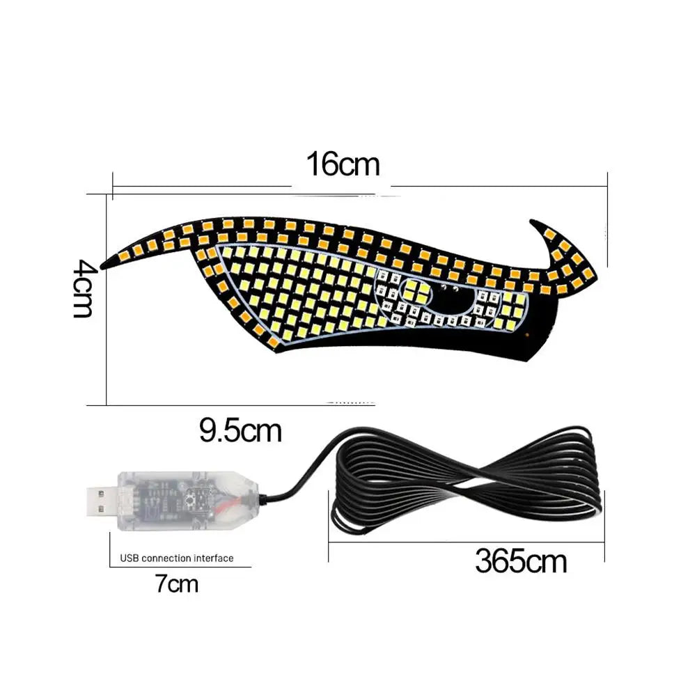 USB RGB Devil Eyes LED Display – Flexible Animated Window Screen for Car & Truck