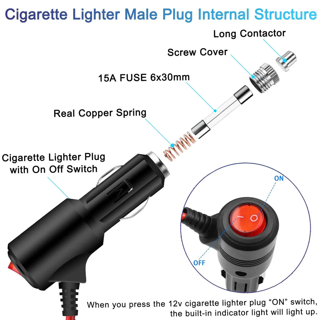 Car Cigarette Lighter Extension Cord 12V | כבל הארכה לשקע הסיגרייה 12V
