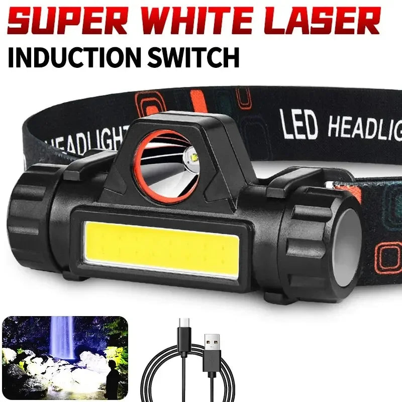 LED Headlamp Flashlight – Rechargeable Outdoor Headlight for Night Fishing & Camping