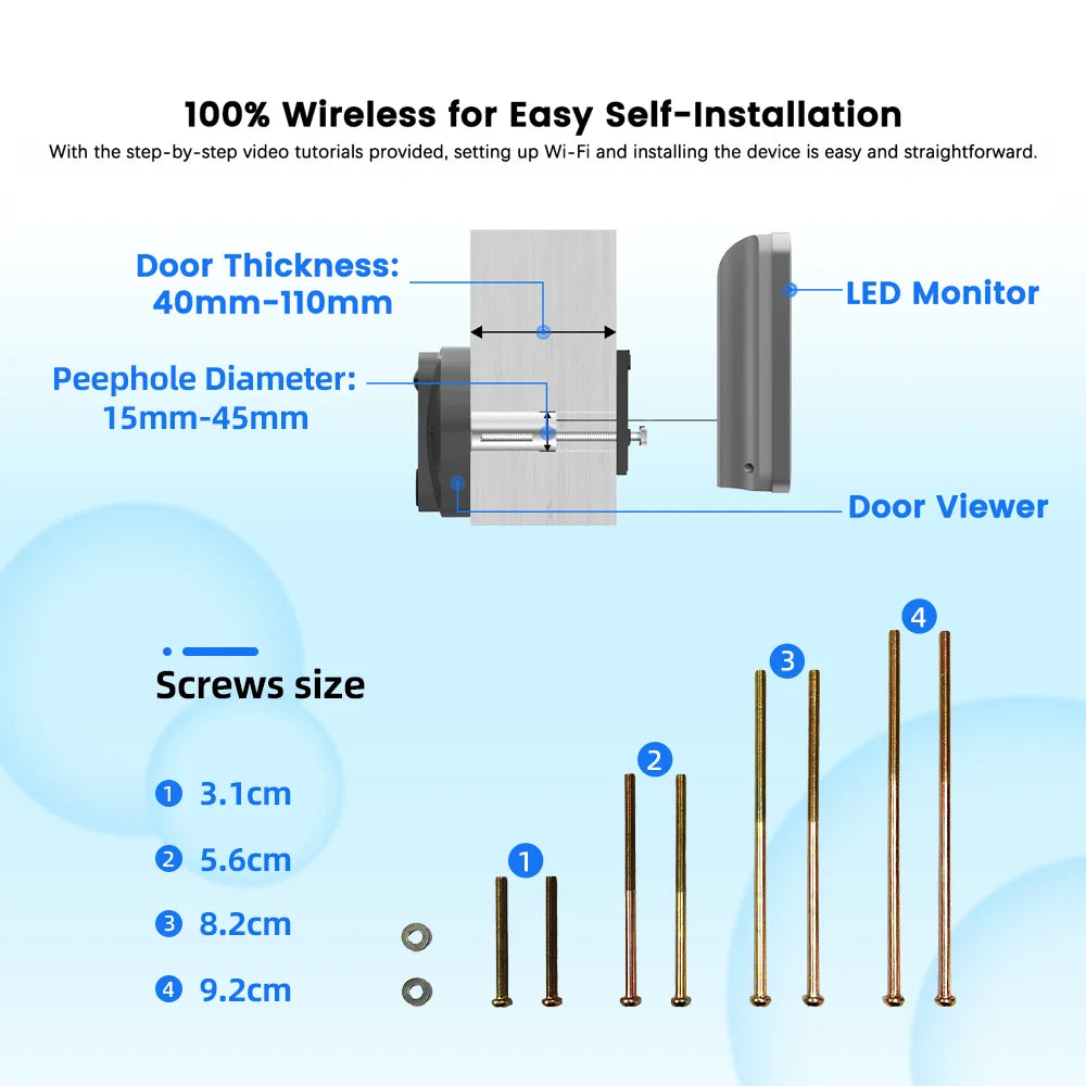 Smart Peephole Camera 3MP WiFi 5000mAh Battery | צופייה חכמה 3MP סוללית 5000mAh