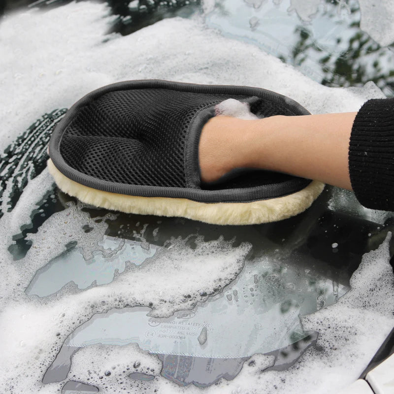 Ultra Soft Wool Car Wash Gloves – Scratch-Free Car & Motorcycle Cleaning Mitt
