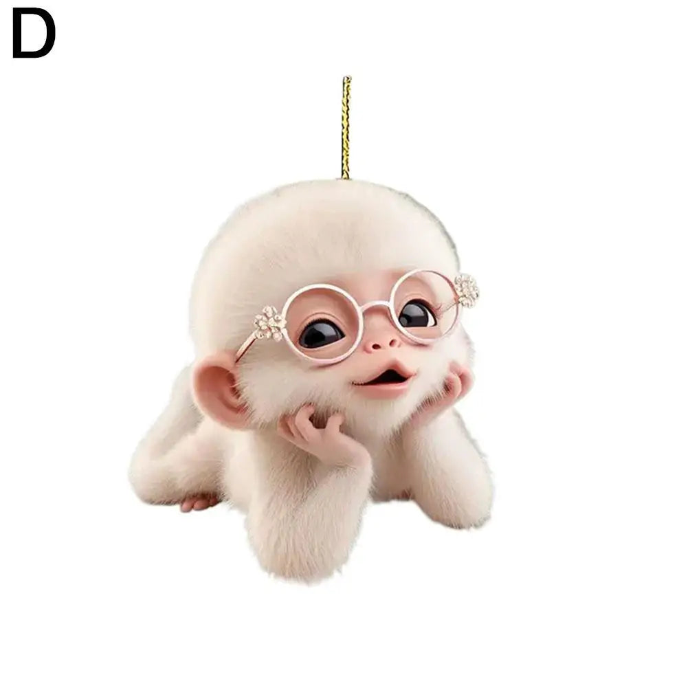 2D Acrylic Monkey Pendant – Personalized Car & Christmas Tree Decoration Ornament