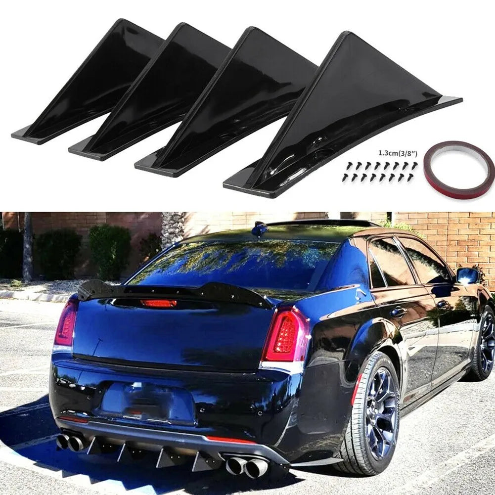4PCS Car Rear Bumper Lip Splitter – Universal Diffuser Spoiler Scratch Protector Trim Caps