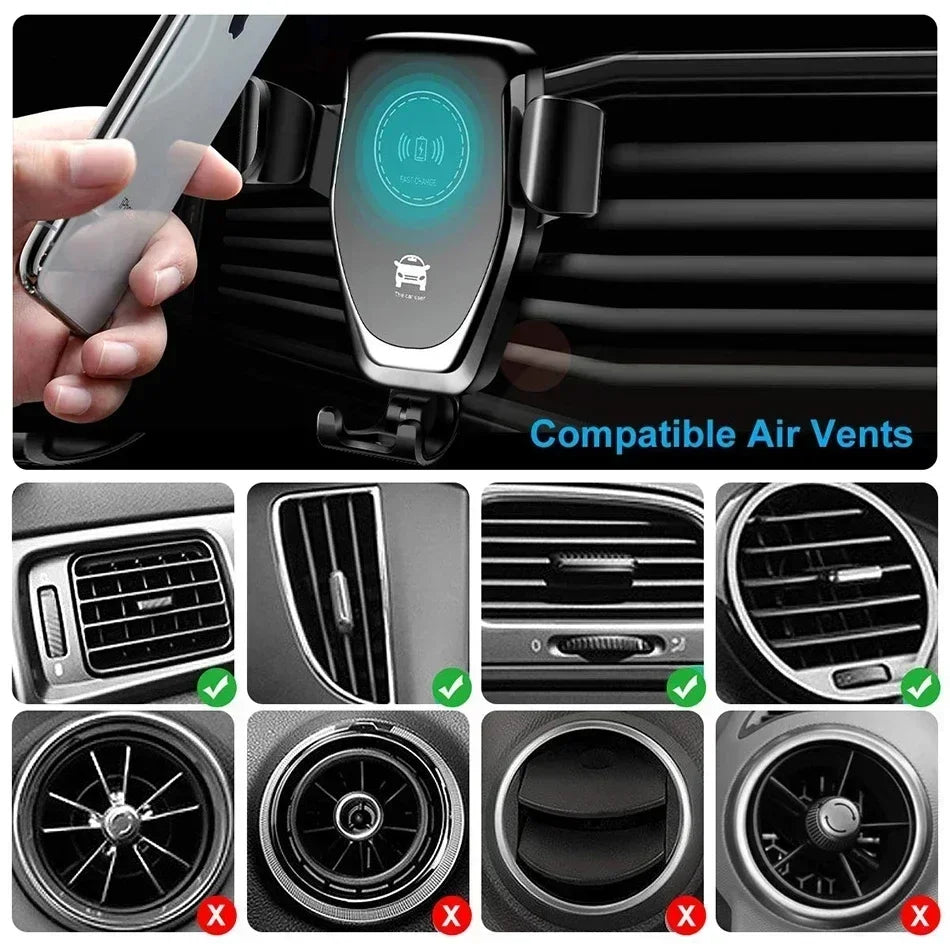Fast Wireless Car Charger Holder – Auto Phone Mount for iPhone 17/16/15/14/13/12 & Samsung