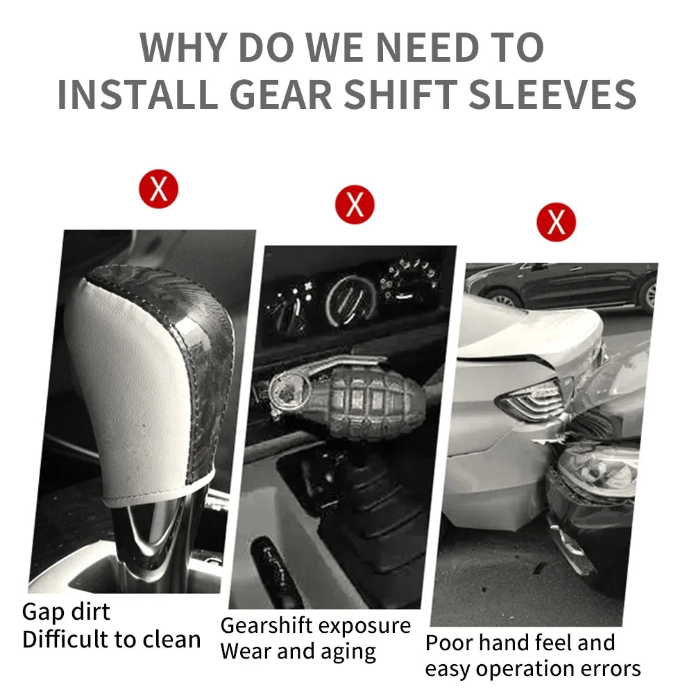 PU Leather Gear Shift Cover – Non-Slip Universal Automatic Car Shift Handle Protector