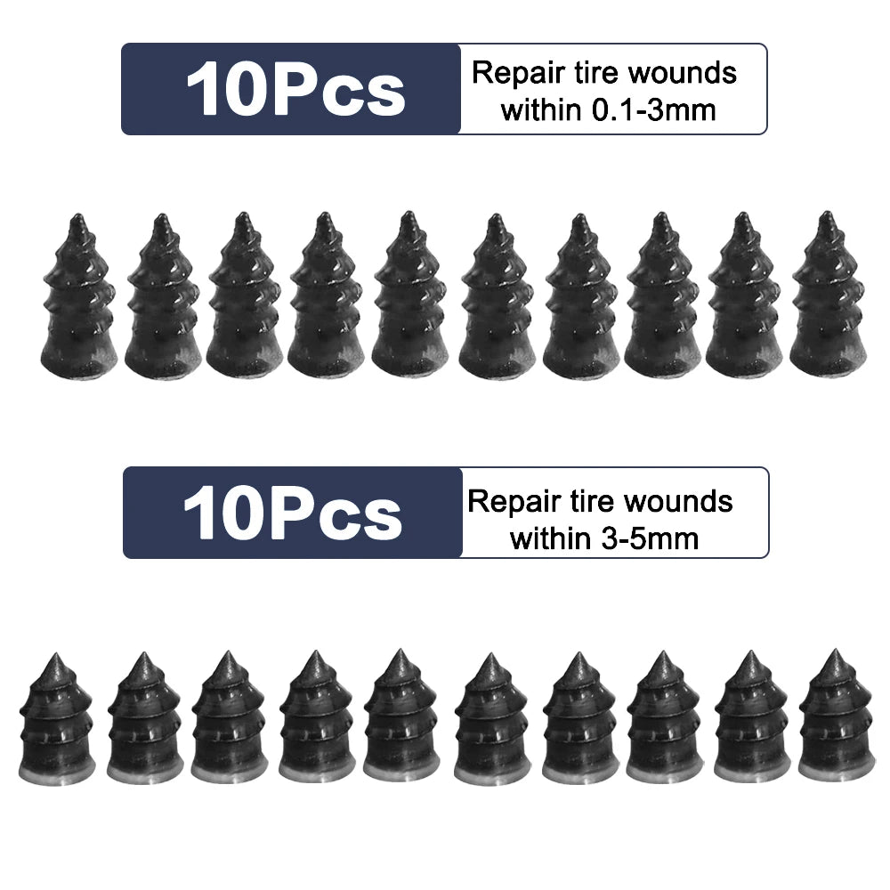 Car Tire Repair Rubber Nail Kit – Universal Tubeless Puncture Repair Set (10/30 pcs)