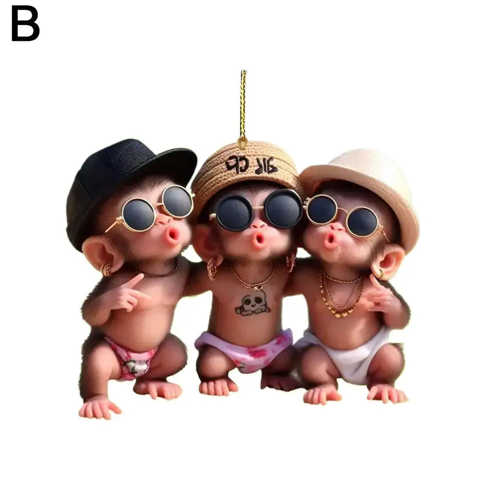 2D Acrylic Monkey Pendant – Personalized Car & Christmas Tree Decoration Ornament
