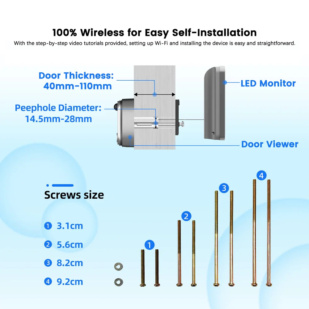 Smart WiFi Peephole Door Camera 3MP 140° | צופייה חכמה לדלת 3MP WiFi
