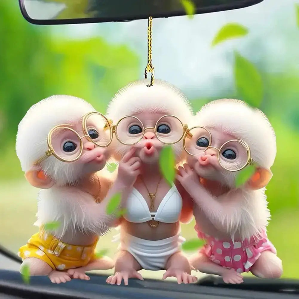 2D Acrylic Monkey Pendant – Personalized Car & Christmas Tree Decoration Ornament