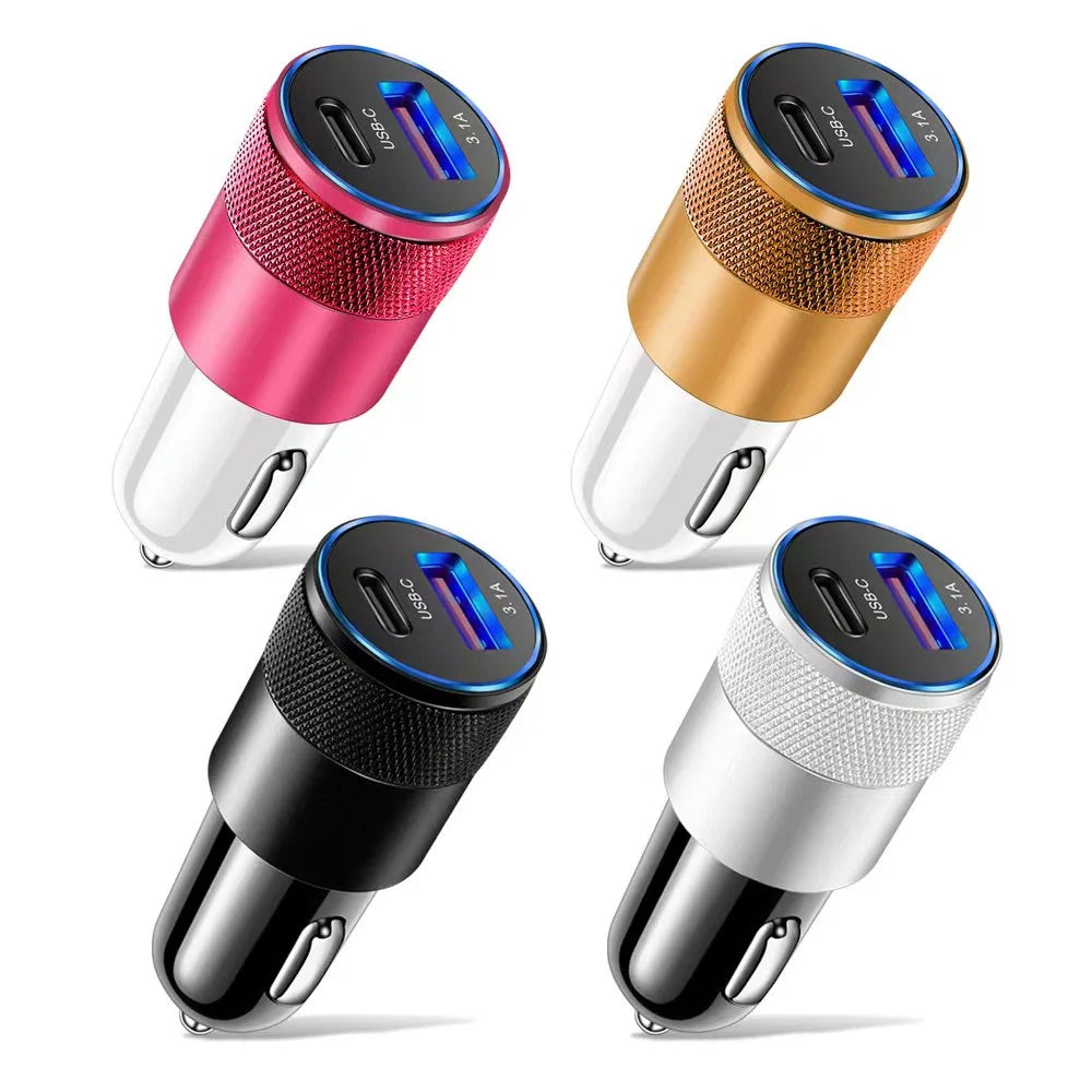 66W USB Car Charger – Type-C PD Fast Charging Adapter for Xiaomi & Huawei