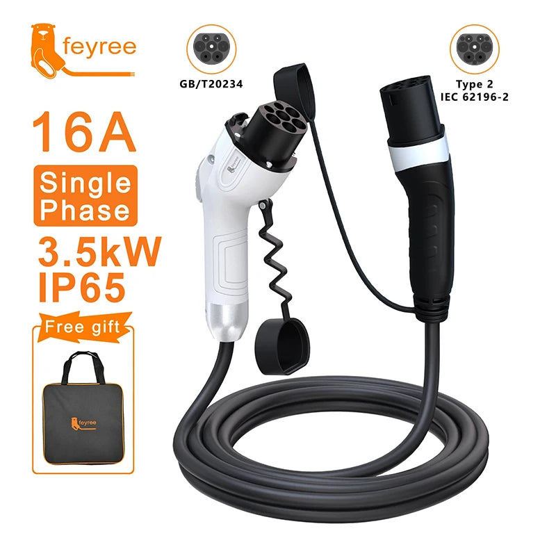 EV Charger Cable GB/T to Type 2 16A/32A 22kW | כבל טעינה GB/T ל-Type 2 22kW