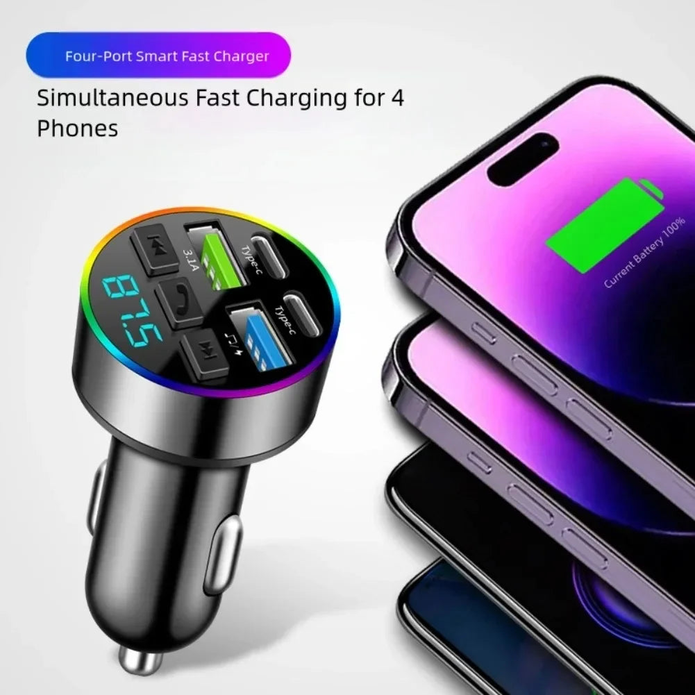 Bluetooth 5.0 FM Transmitter Car Charger – USB MP3 Player & Hands-Free Adapter
