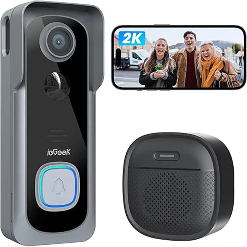 Wireless Video Doorbell 2K AI Motion Detection | דלתון חכם אלחוטי 2K זיהוי AI