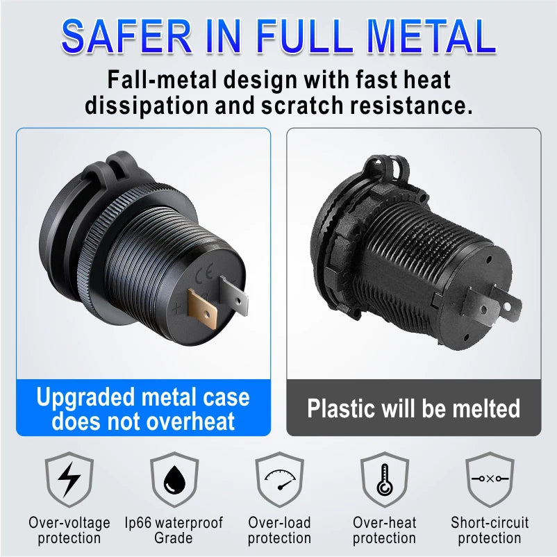 3-Port Car USB Charger Socket USB-C PD + QC 3.0 | שקע טעינה 3 יציאות לרכב