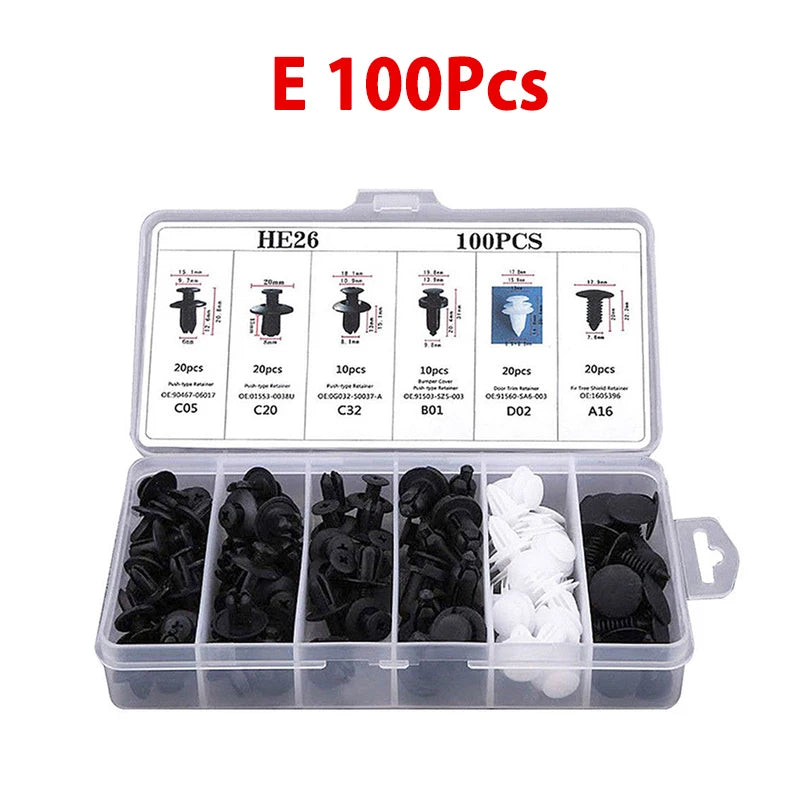 Car Body Fastener Clip Kit – Push Retainer Pins for Bumper, Door & Trim Panels (50/100 pcs)