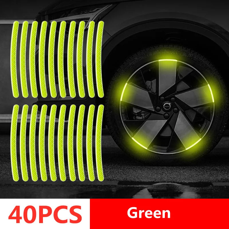 Car Wheel Hub Reflective Strips – Door Handle Safety Warning Stickers for Auto Exterior