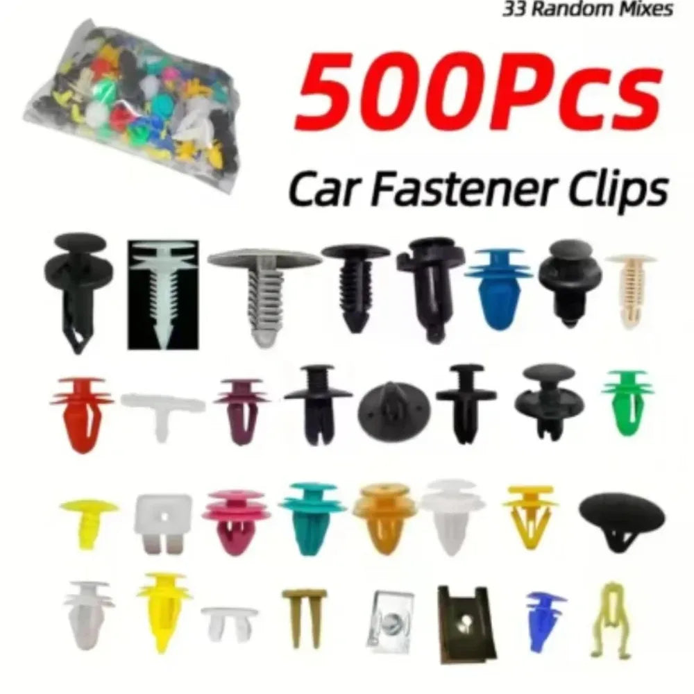 Universal Car Fastener Clips Kit – 100/200/500pcs Mixed Bumper & Door Trim Rivets (30 Types)