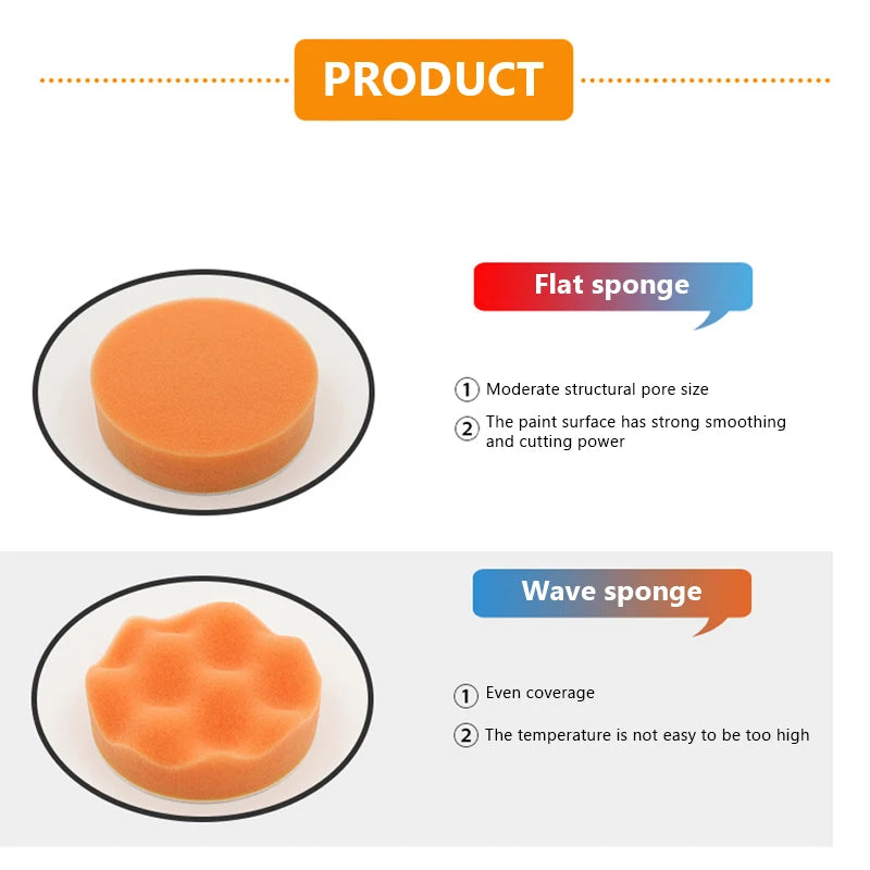 6PCS Car Polishing Sponge Pads Kit – Foam Buffing Pads 3/4/5 Inch for Scratch Removal