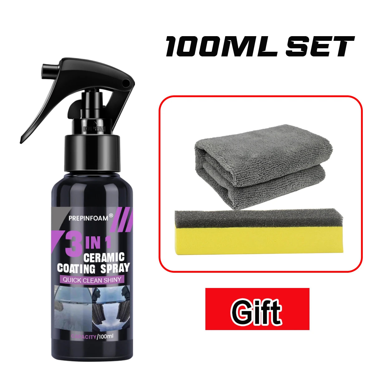 3-in-1 Ceramic Nano Coating Spray – Hydrophobic Car Paint Protection & Shine