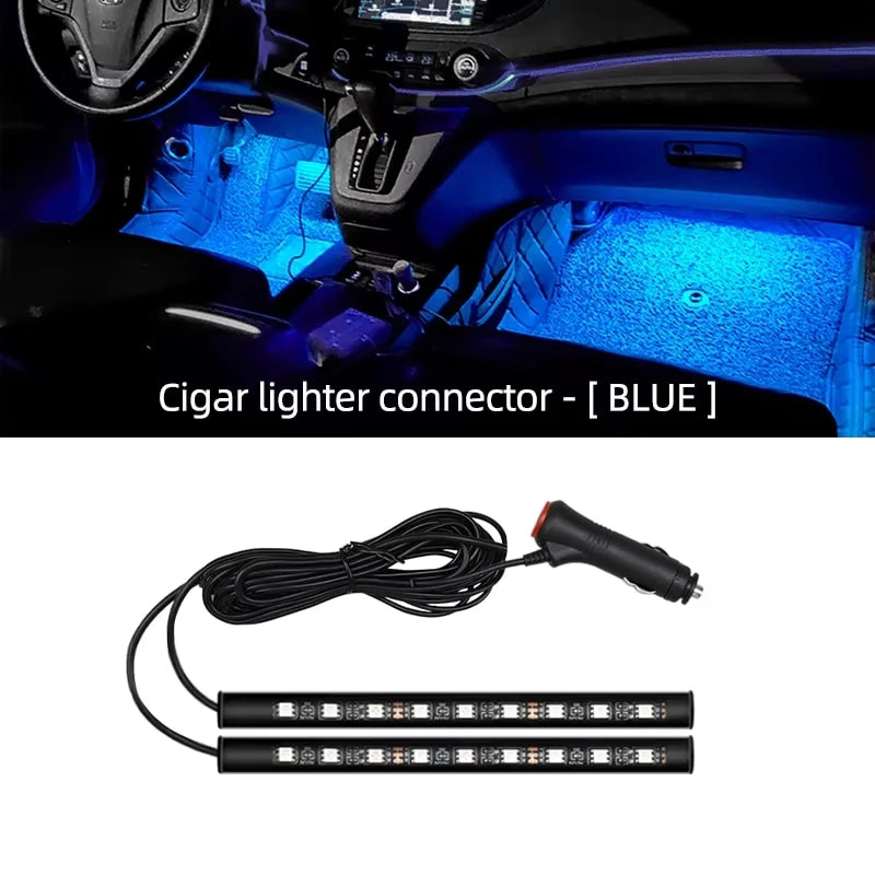 2-in-1 LED Car Neon Foot Light – USB & Cigarette Lighter Interior Atmosphere Lamp