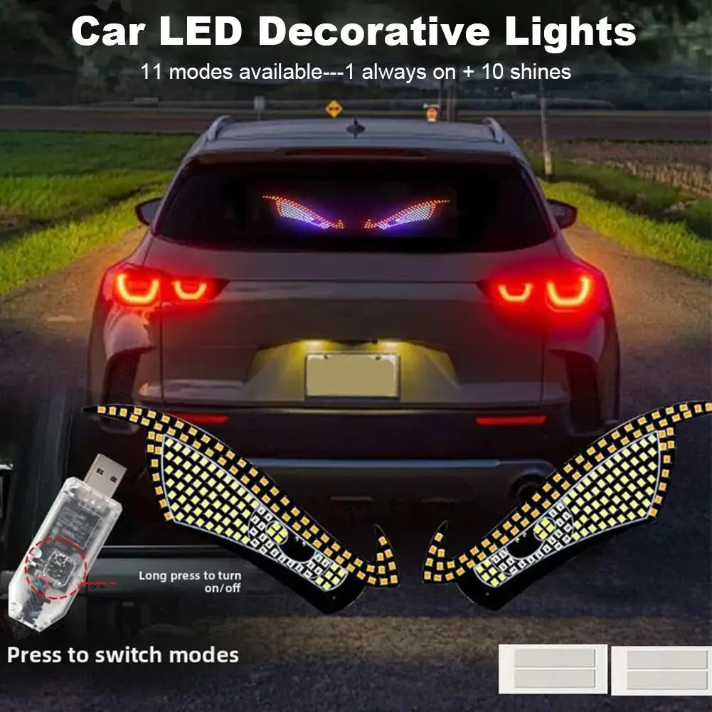 USB RGB Devil Eyes LED Display – Flexible Animated Window Screen for Car & Truck