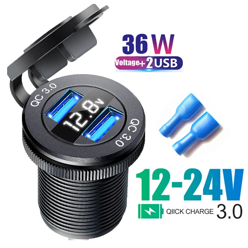 3-Port Car USB Charger Socket USB-C PD + QC 3.0 | שקע טעינה 3 יציאות לרכב