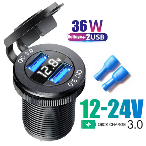 3-Port Car USB Charger Socket USB-C PD + QC 3.0 | שקע טעינה 3 יציאות לרכב