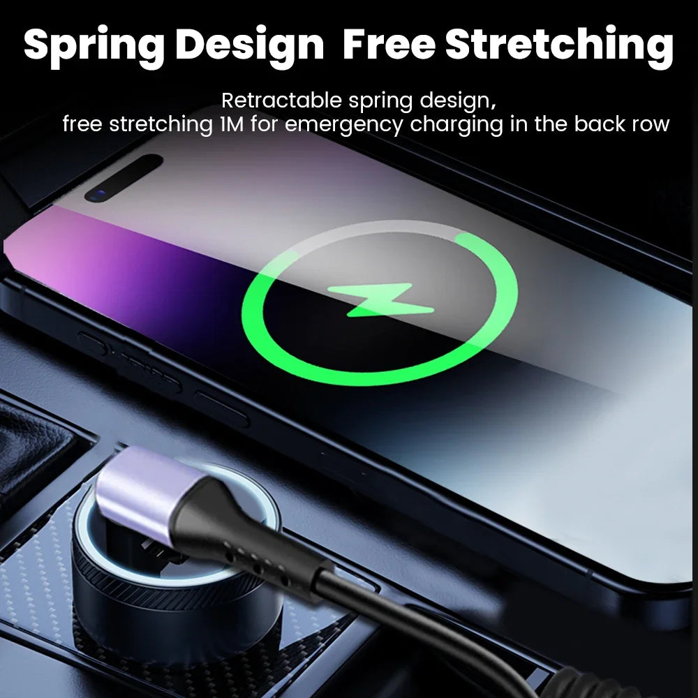 Short Spring USB-C Cable 66W 20cm-1m | כבל USB-C ספירלי קצר 66W