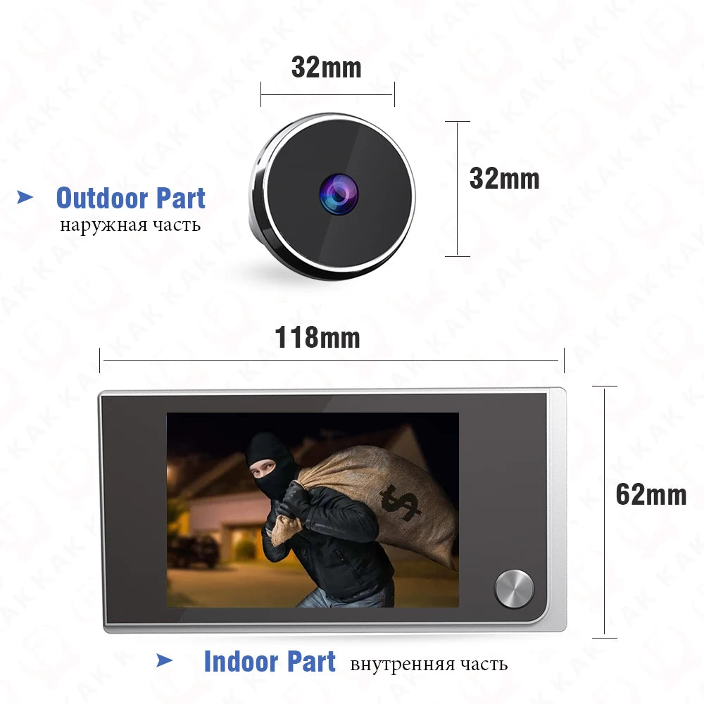 Digital Door Peephole Camera 3.5" HD 120° | צופייה דיגיטלית לדלת 3.5" HD
