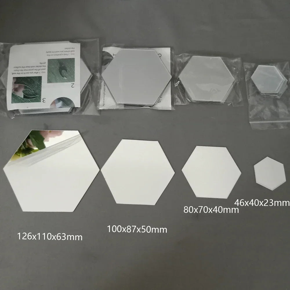Hexagon Acrylic 3D Mirror Wall Sticker Home Decor