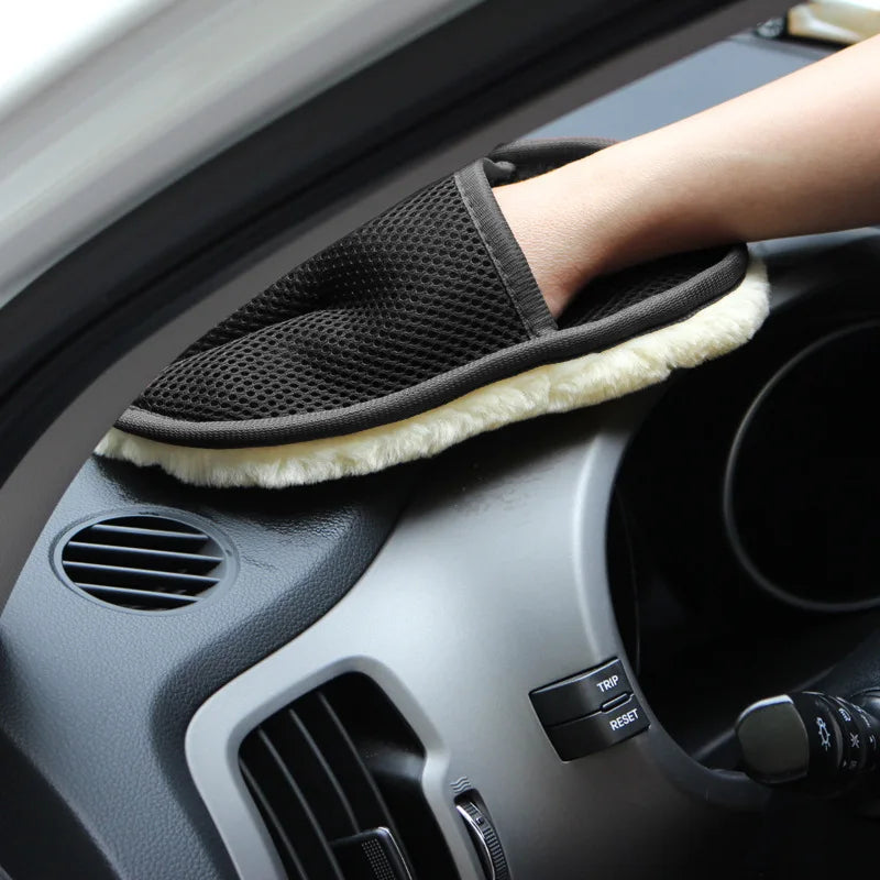 Ultra Soft Wool Car Wash Gloves – Scratch-Free Car & Motorcycle Cleaning Mitt