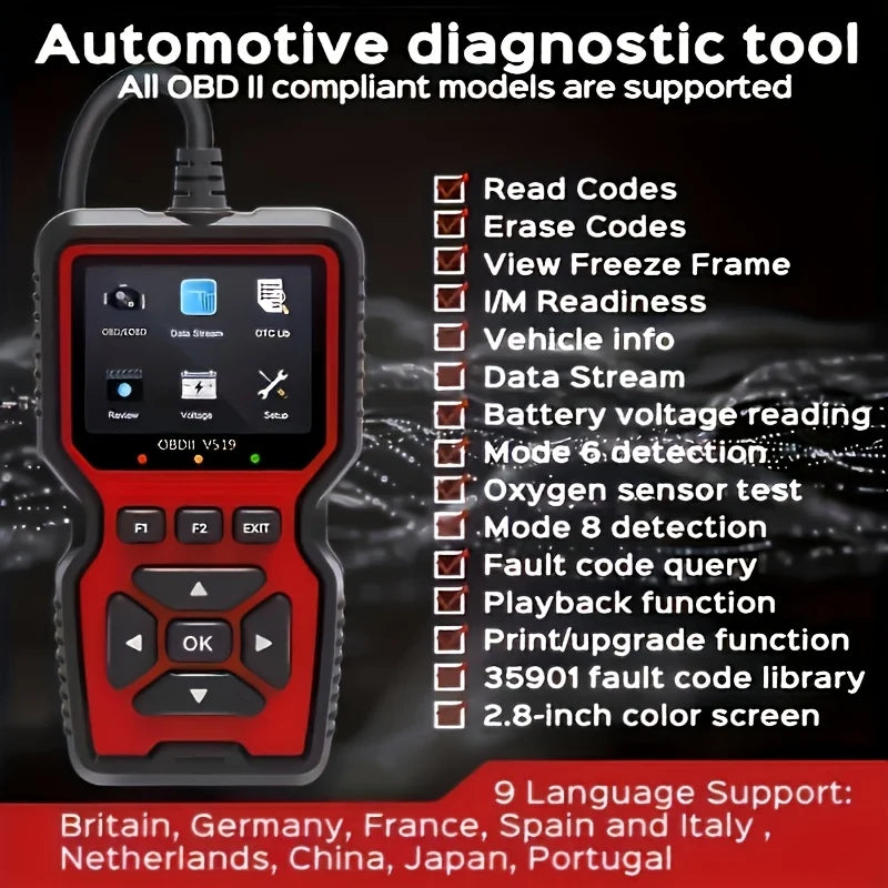 V519 Professional OBD2 Scanner – Automotive Diagnostic Tool with Live Data & Code