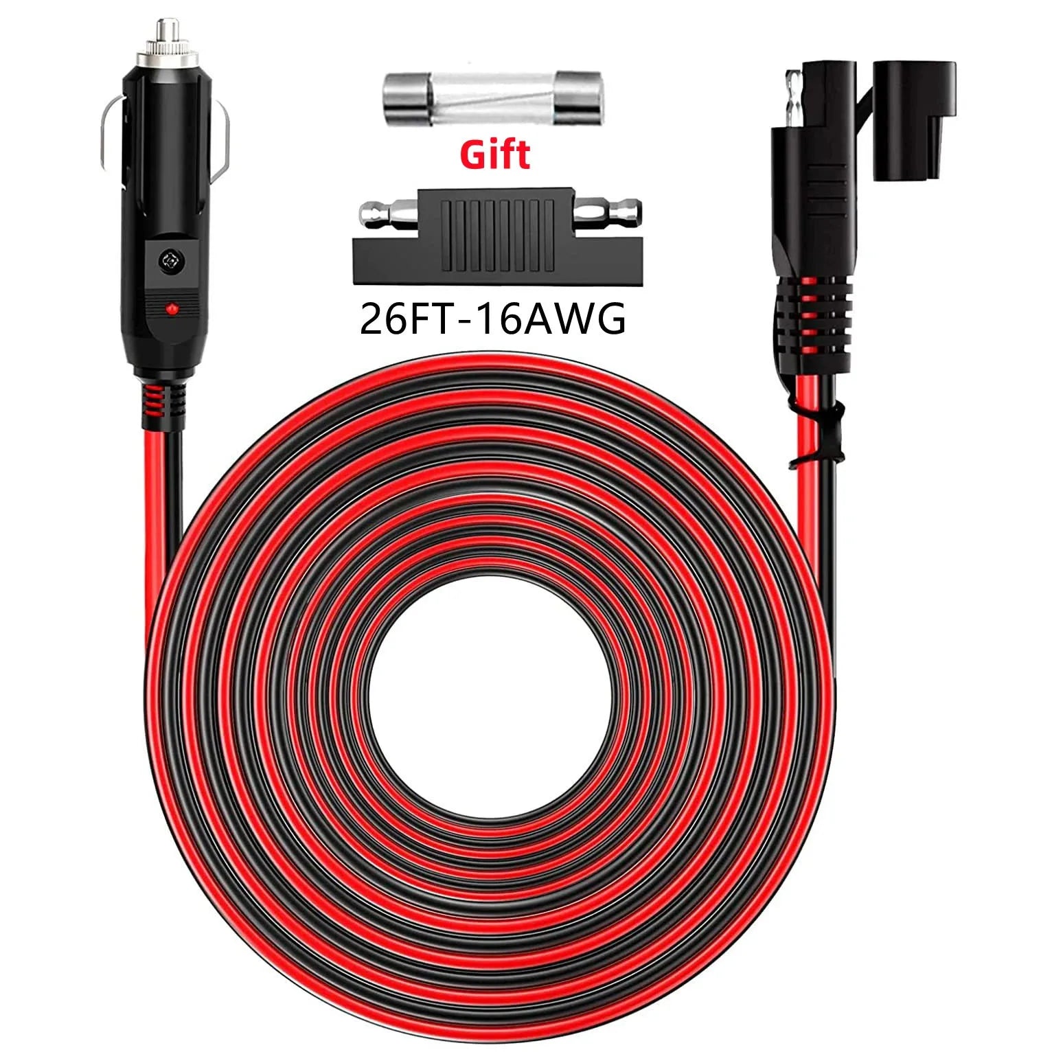 Car male plug cigarette lighter socket adapter power cord crocodile clip 12/24V male plug adapter power cord extender