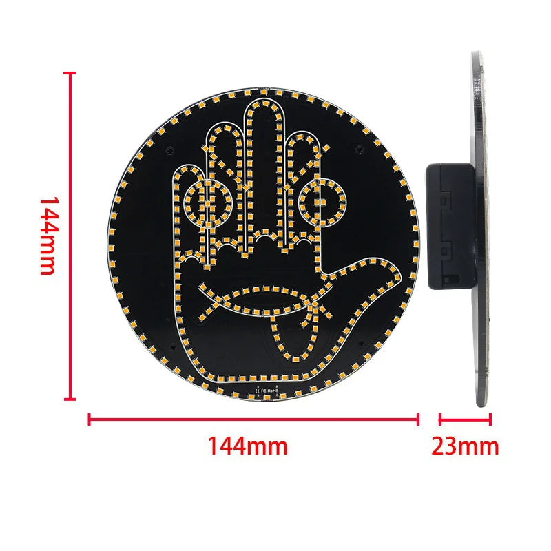 LED Middle Finger Gesture Car Light – Remote Control Funny Road Rage Expression Palm Light