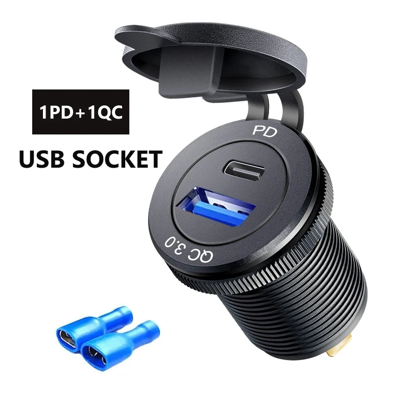 3-Port Car USB Charger Socket USB-C PD + QC 3.0 | שקע טעינה 3 יציאות לרכב
