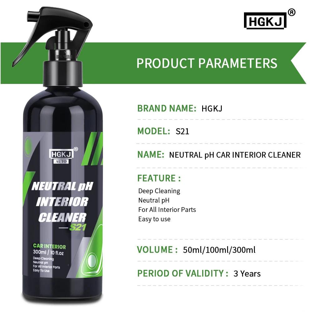 HGKJ S21 Car Interior Cleaner – Multi-Surface Foam Cleaner for Roof, Leather, Fabric & Dashboard