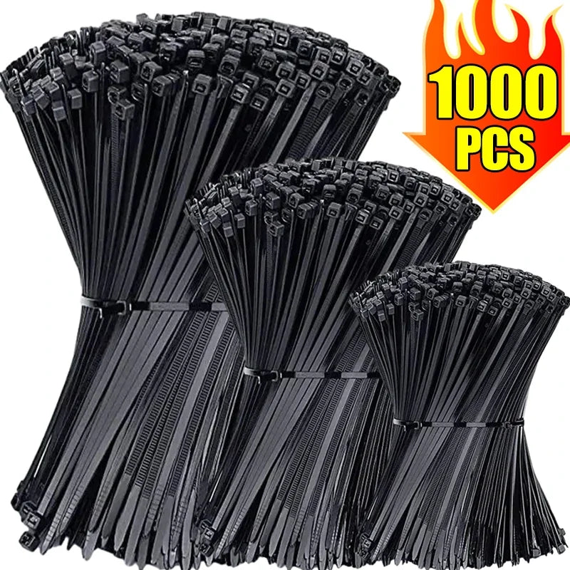 Nylon Cable Ties Set – 100/1000pcs Self-Locking Zip Ties for Home & Office Wiring