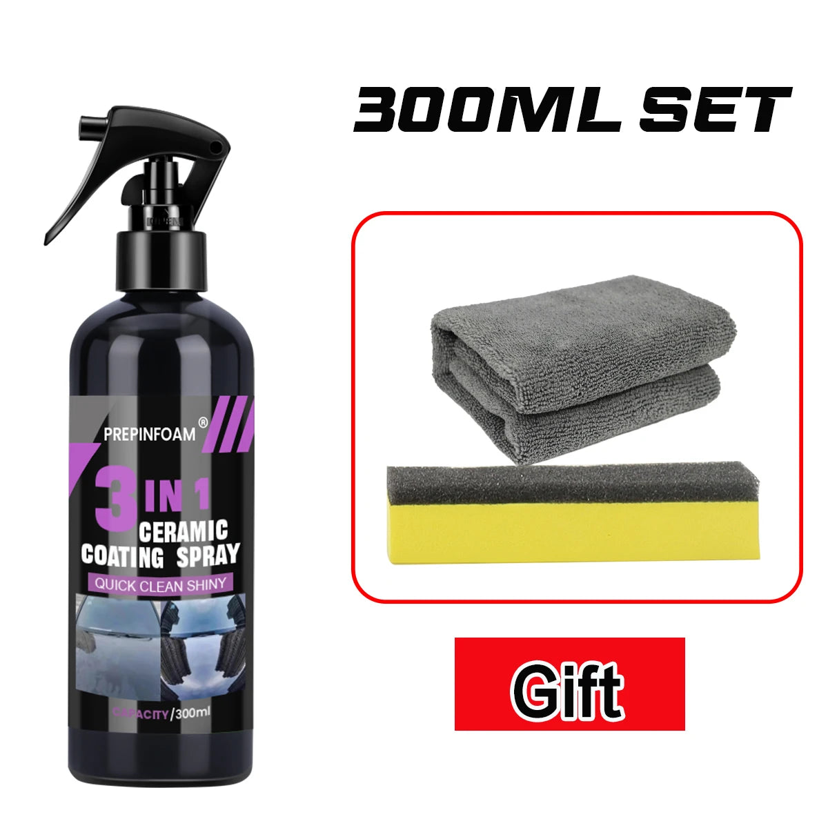 3-in-1 Ceramic Nano Coating Spray – Hydrophobic Car Paint Protection & Shine