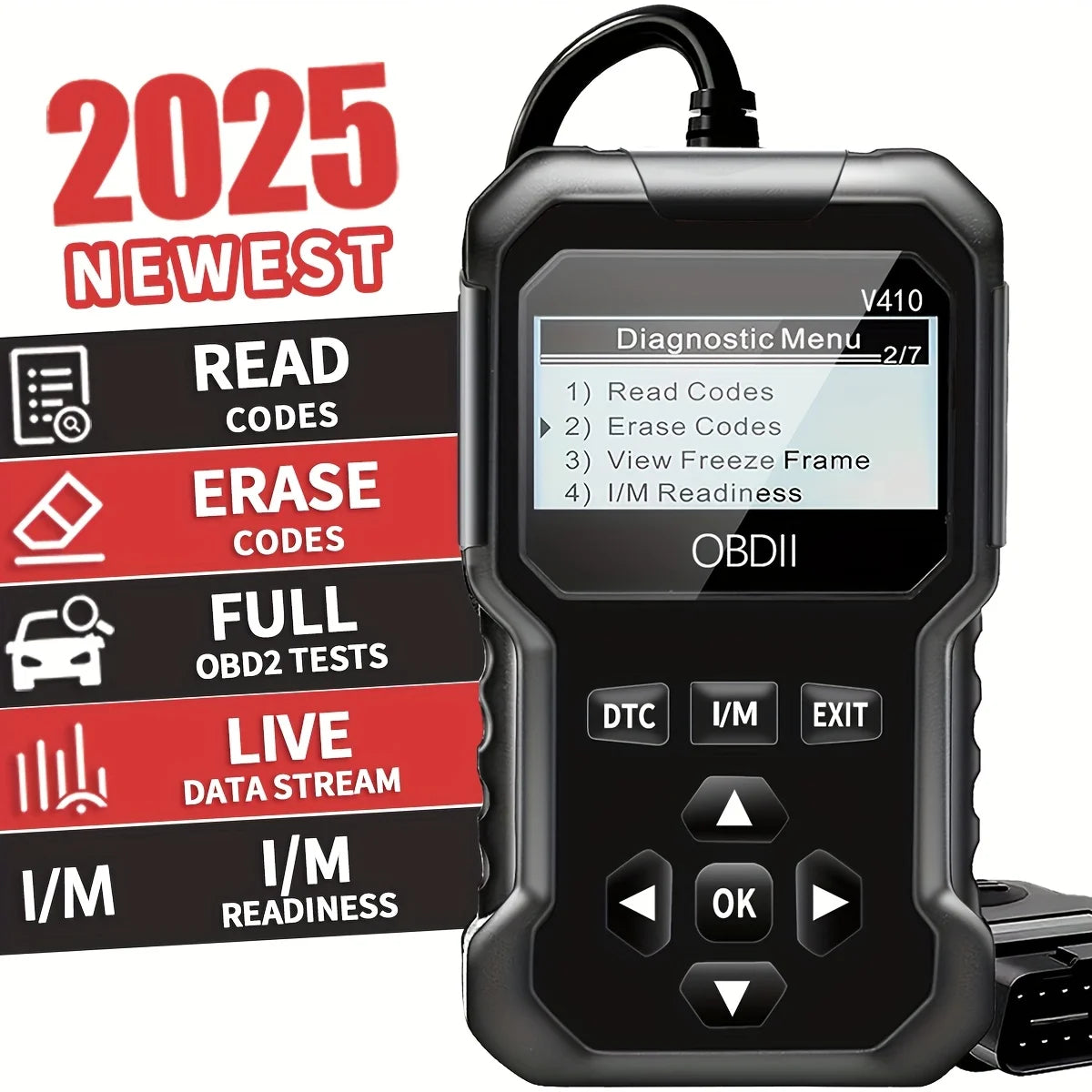 OBD2 Car Diagnostic Scanner – Engine Fault Code Reader for All OBD II Vehicles (1996+)