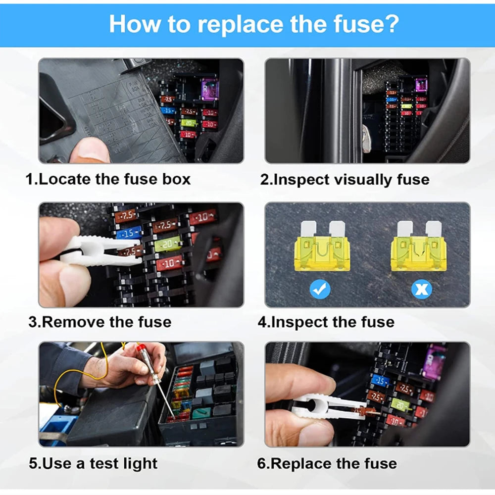 100pcs Car Blade Fuses Set – 2A to 35A Assorted Automotive Fuse Kit for Car/RV/Truck