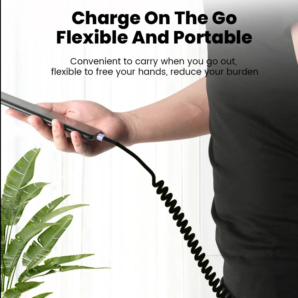 Short Spring USB-C Cable 66W 20cm-1m | כבל USB-C ספירלי קצר 66W
