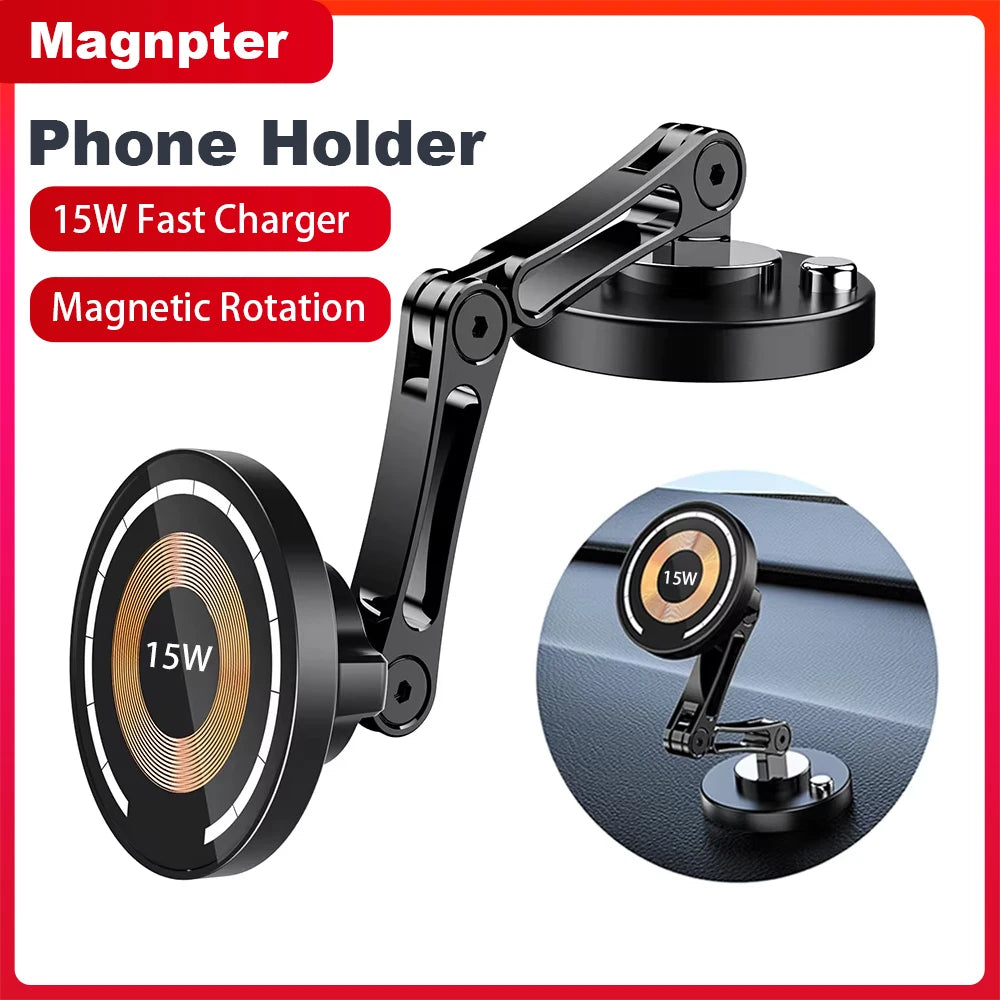Magnetic Car Phone Holder & Wireless Charger 15W | מעמד טלפון מגנטי עם טעינה אלחוטית 15W