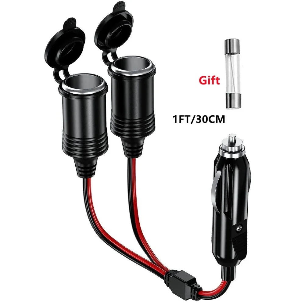 Car male plug cigarette lighter socket adapter power cord crocodile clip 12/24V male plug adapter power cord extender