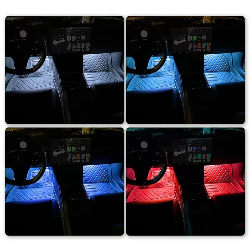 2-in-1 LED Car Neon Foot Light – USB & Cigarette Lighter Interior Atmosphere Lamp