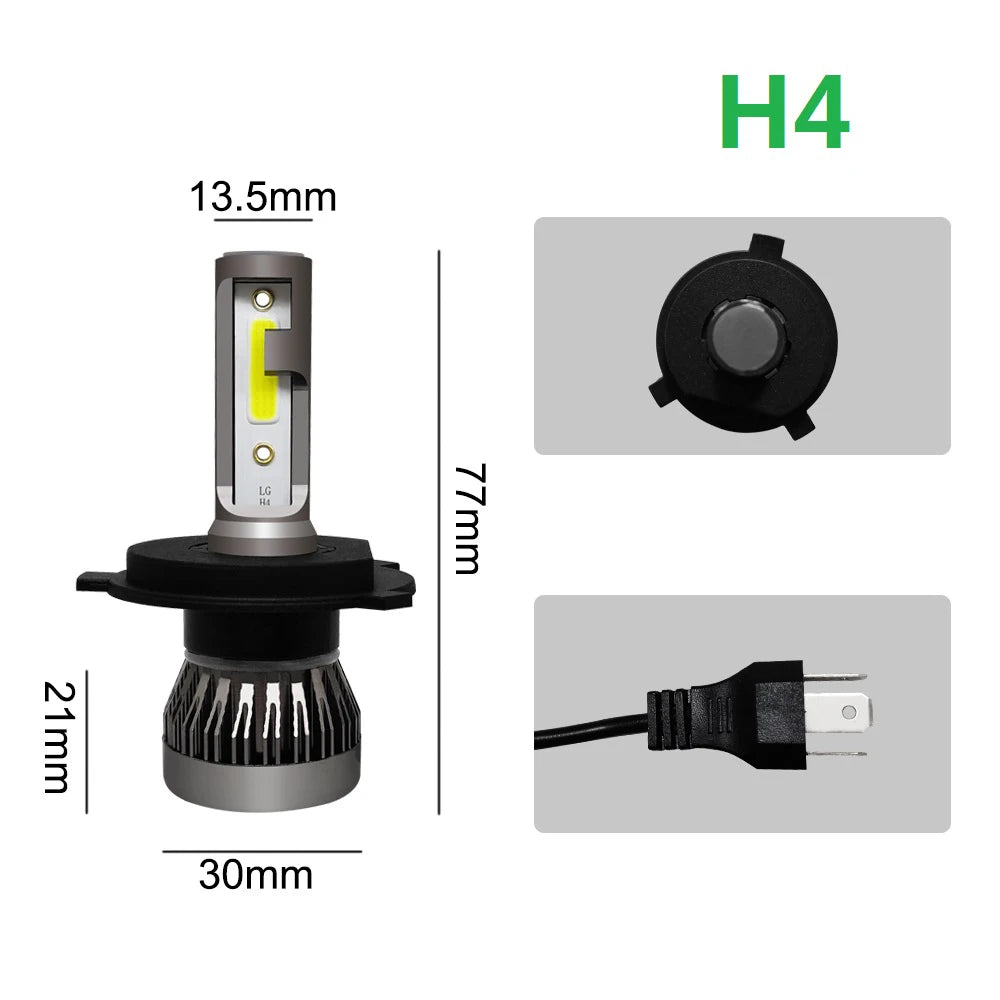 2Pcs LED Car Headlight Bulbs – H1/H4/H7/H11/9005/9006 High Brightness 20000LM 12V