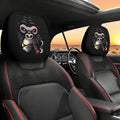 2PCS Cartoon Headrest Covers – Funny Slanted Eyes Car Seat Interior Decoration (Holiday Style)