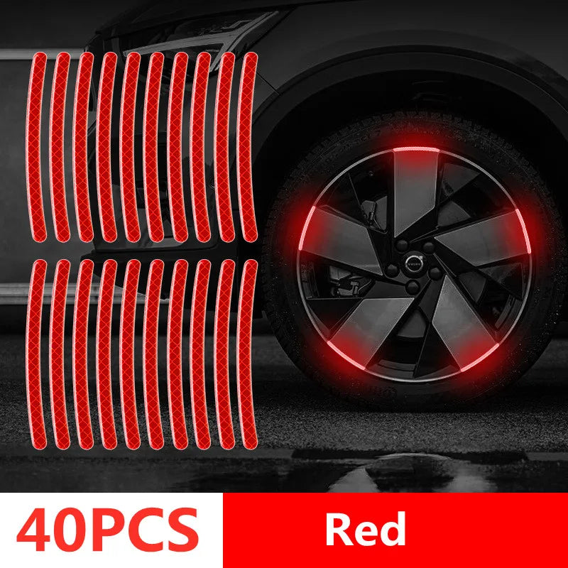Car Wheel Hub Reflective Strips – Door Handle Safety Warning Stickers for Auto Exterior