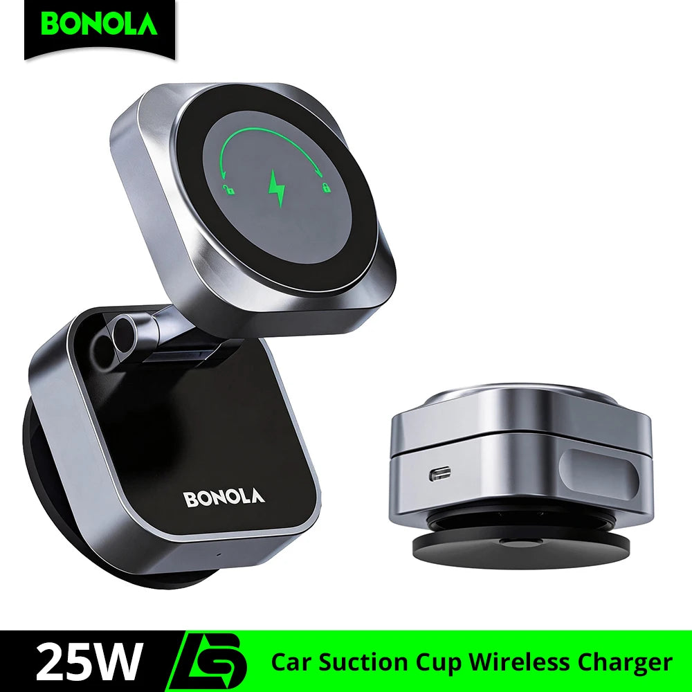 Car Suction Cup Wireless Charger 25W MagSafe | מטען אלחוטי 25W כוס יניקה לרכב